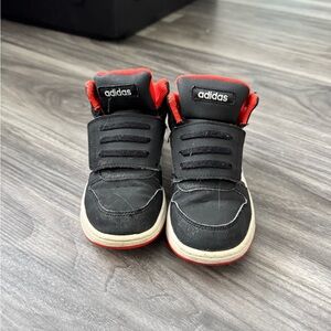 adidas toddler Black and Red High-Top Sneakers